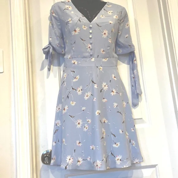 knee length dresses for ladies Summer Land V-Neckline Midi Dress Blue Selfie Leslie